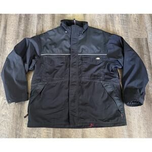 Dickies Jacket Mens XL Black Quilted Lined Workwear Pro Full Zip Chest Pocket